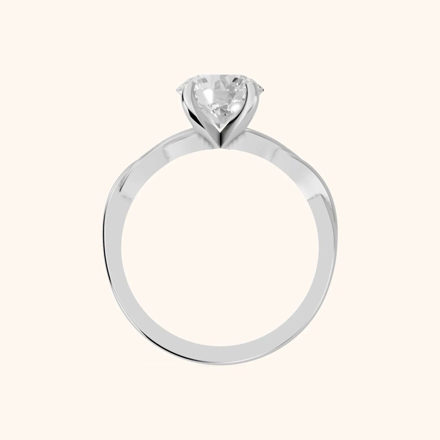 Iris Twist Round Diamond Engagement Ring in Silver - FingerView