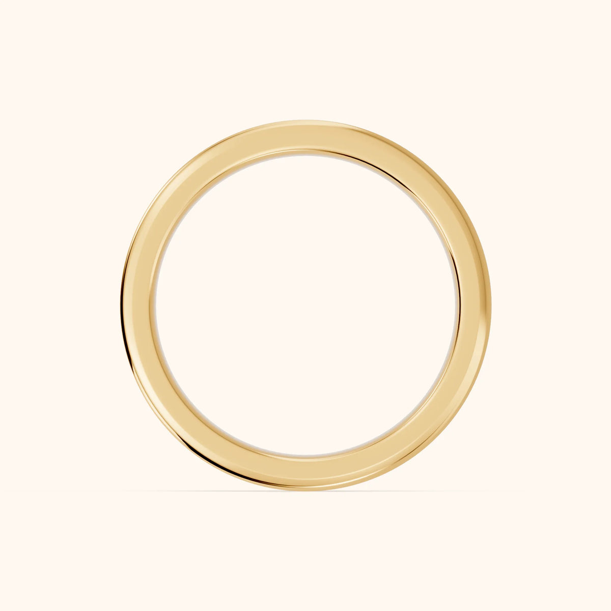 Anika Flat Beveled Wedding Band in Yellow Gold - FingerView