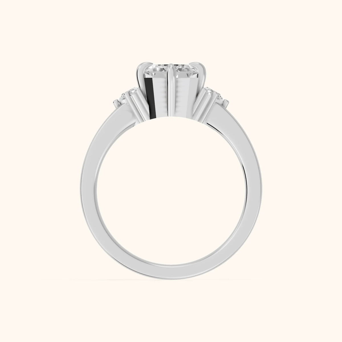 Josie Sidestone Emerald Diamond Engagement Ring in White Gold - FingerView.webp