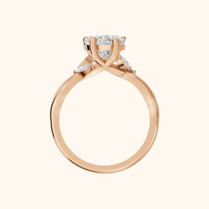 Luna Glow Twisted Heart Diamond Engagement Ring in Rose Gold - FingerView