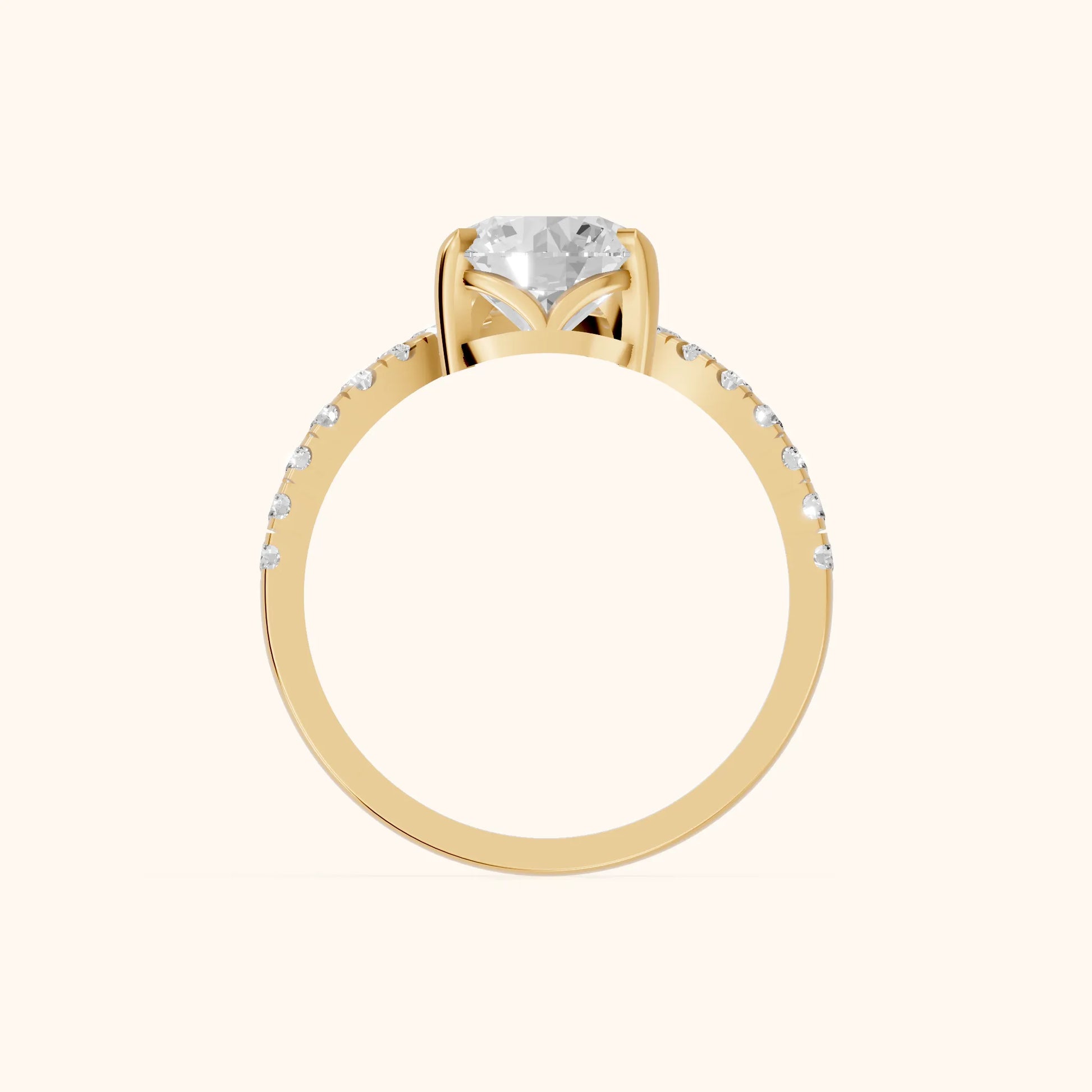 Isabella Legacy Side Stone Round Diamond Engagement Ring in Yellow Gold - FingerView