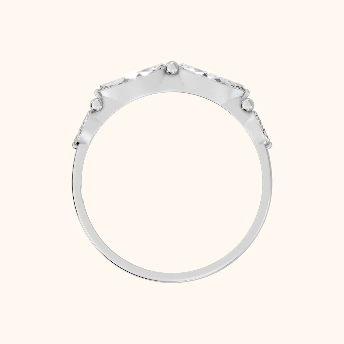 Simona Petite Marquise Diamond Wedding Band in Silver - FingerView