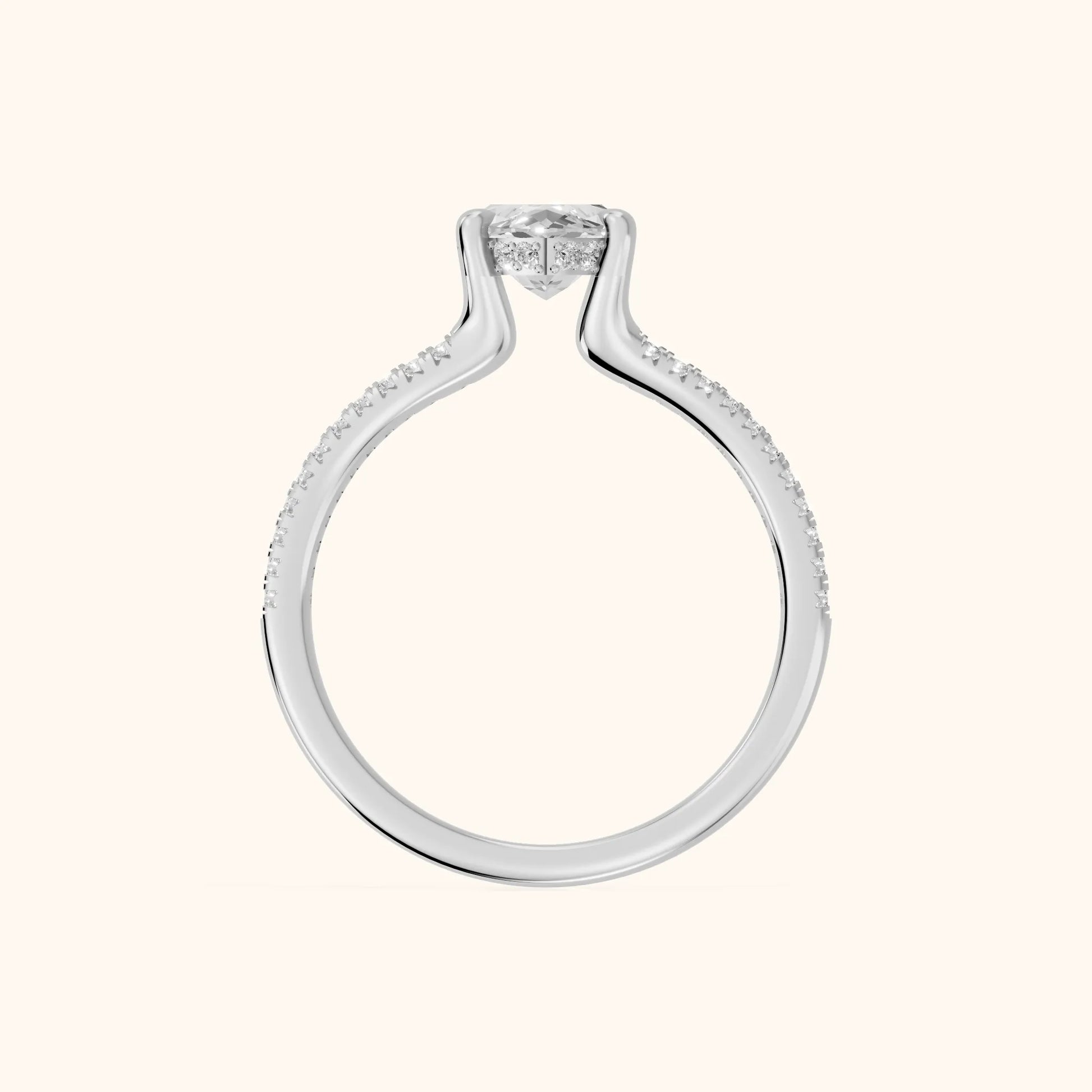 Eternal Embrace Solitaire Marquise Diamond Engagement Ring in Silver - FingerView
