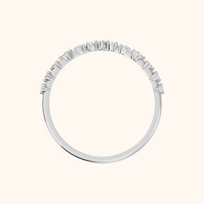 Naina Curved Round Diamond Wedding Band in Platinum - FingerView