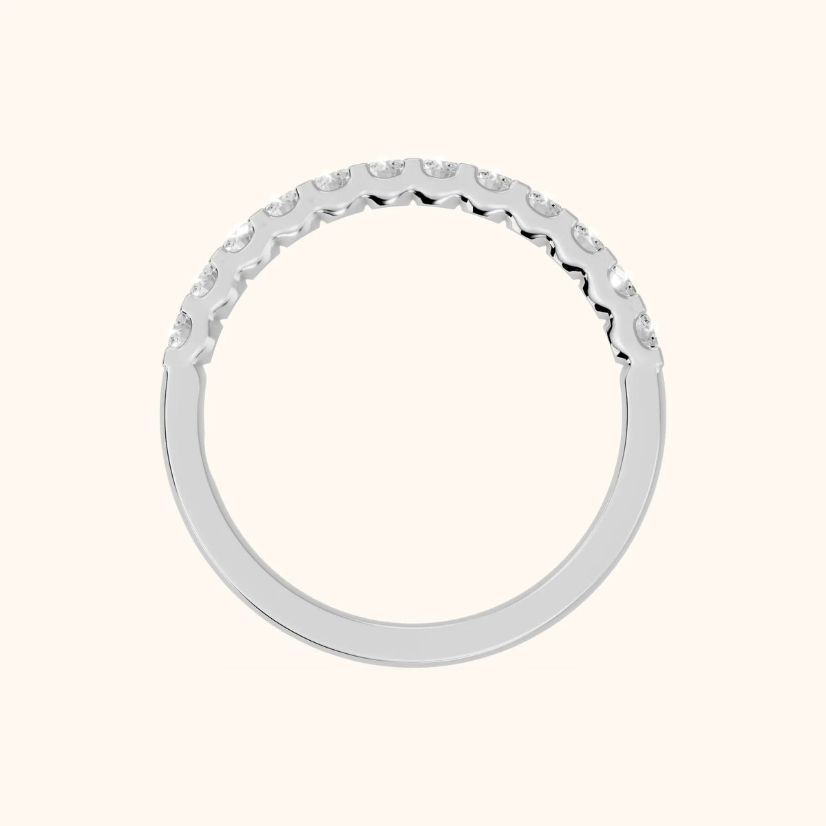 Chantal Shared Prong Round Diamond Half Eternity Band in Silver - FingerView