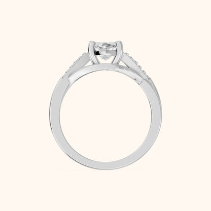 Veronica Twist Side Stone Marquise Diamond Engagement Ring in White Gold - FingerView