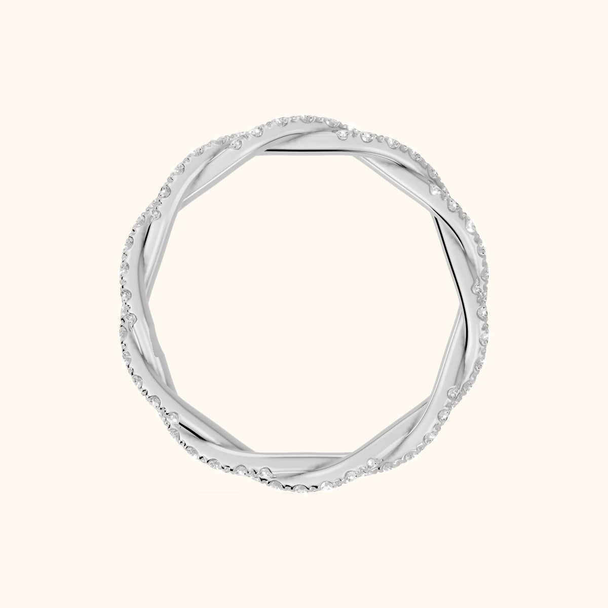 Trisha Micropavé Twist Round Diamond Eternity Band in Silver - FingerView