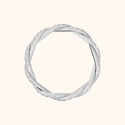 Trisha Micropavé Twist Round Diamond Eternity Band in Silver - FingerView