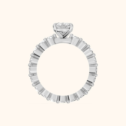 Piper Sidestone Cushion Diamond Engagement Ring in Silver - FingerView.webp