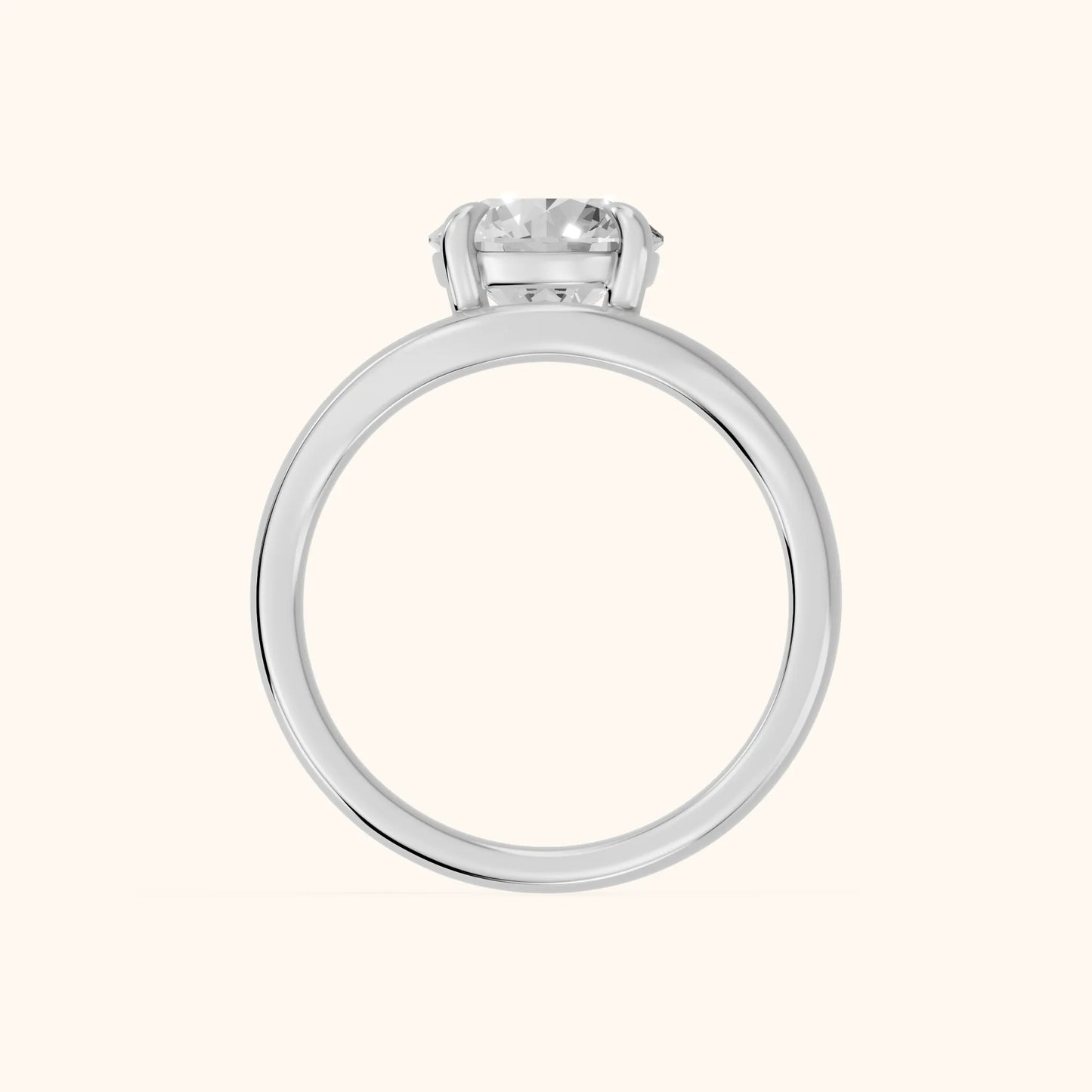 Seraphina Criss Cross Round Diamond Engagement Ring in Silver - FingerView