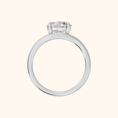 Seraphina Criss Cross Round Diamond Engagement Ring in Silver - FingerView