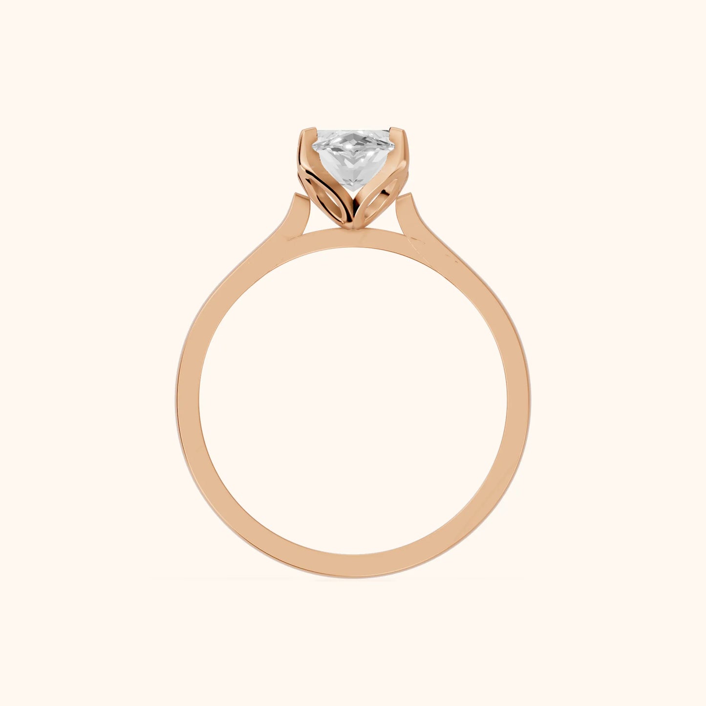 Isabella Bloom Solitaire Marquise Diamond Engagement Ring in Rose Gold - FingerView
