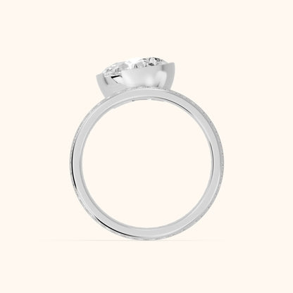 Summer Partial Bezel Pavé Pear Diamond Engagement Ring in White Gold - FingerView.webp