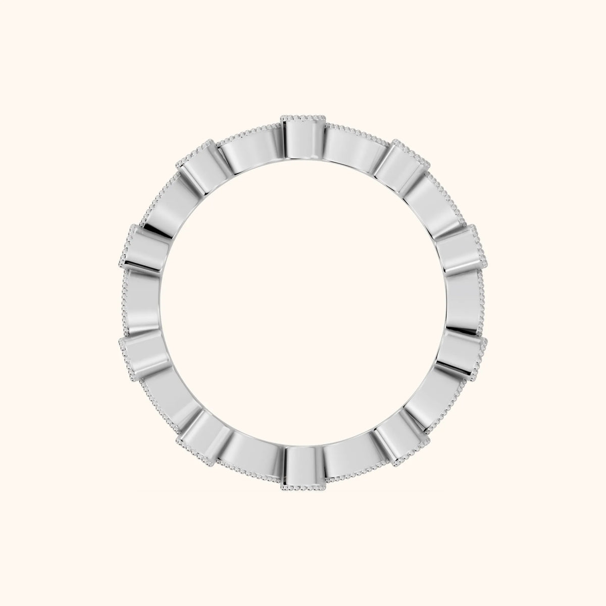 Irene Milgrain Bezel Round Diamond Eternity Band in Platinum - FingerView