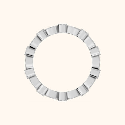 Irene Milgrain Bezel Round Diamond Eternity Band in Platinum - FingerView