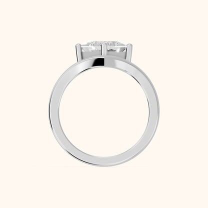 Evelyn Chevron Solitaire Princess Diamond Engagement Ring in White Gold - FingerView