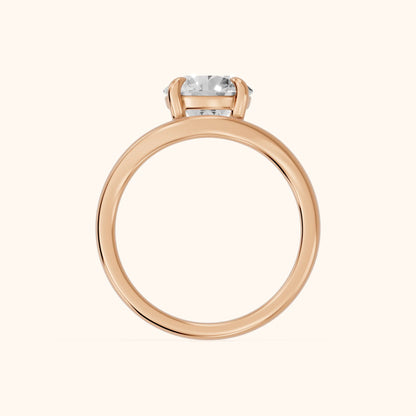 Seraphina Criss Cross Round Diamond Engagement Ring in Rose Gold - FingerView