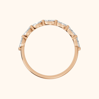 Corina Shared Prong Marquise Diamond Half Eternity Band in Rose Gold - FingerView