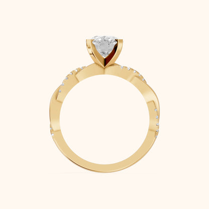 Primrose Pavé Twist Cushion Diamond Engagement Ring in Yellow Gold - FingerView.webp