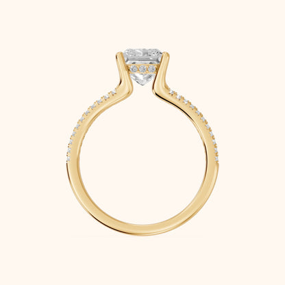Eternal Embrace Princess Diamond Engagement Ring in Yellow Gold - FingerView