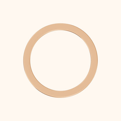 Zoya Classic Flat Wedding Band in Rose Gold - FingerView