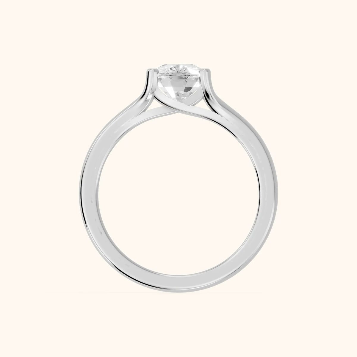 Nell Split Shank Solitaire Cushion Diamond Engagement Ring in Platinum - FingerView.webp