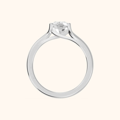 Nell Split Shank Solitaire Cushion Diamond Engagement Ring in Platinum - FingerView.webp