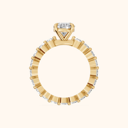 Piper Sidestone Oval Diamond Engagement Ring in Yellow Gold - FingerView.webp