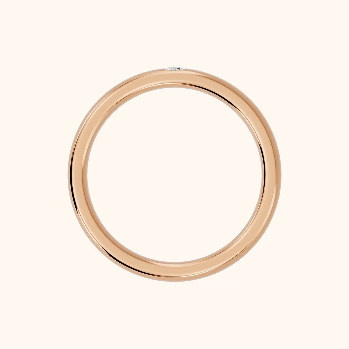 Hana Comfort Fit Bezel Round Diamond Wedding Band in Rose Gold - FingerView