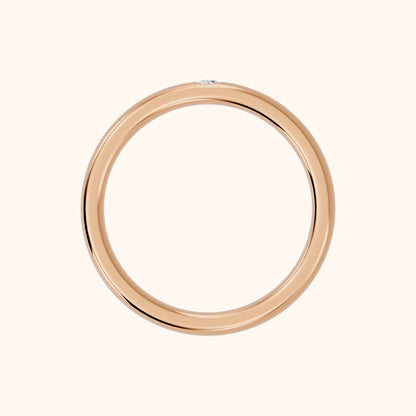 Hana Comfort Fit Bezel Round Diamond Wedding Band in Rose Gold - FingerView