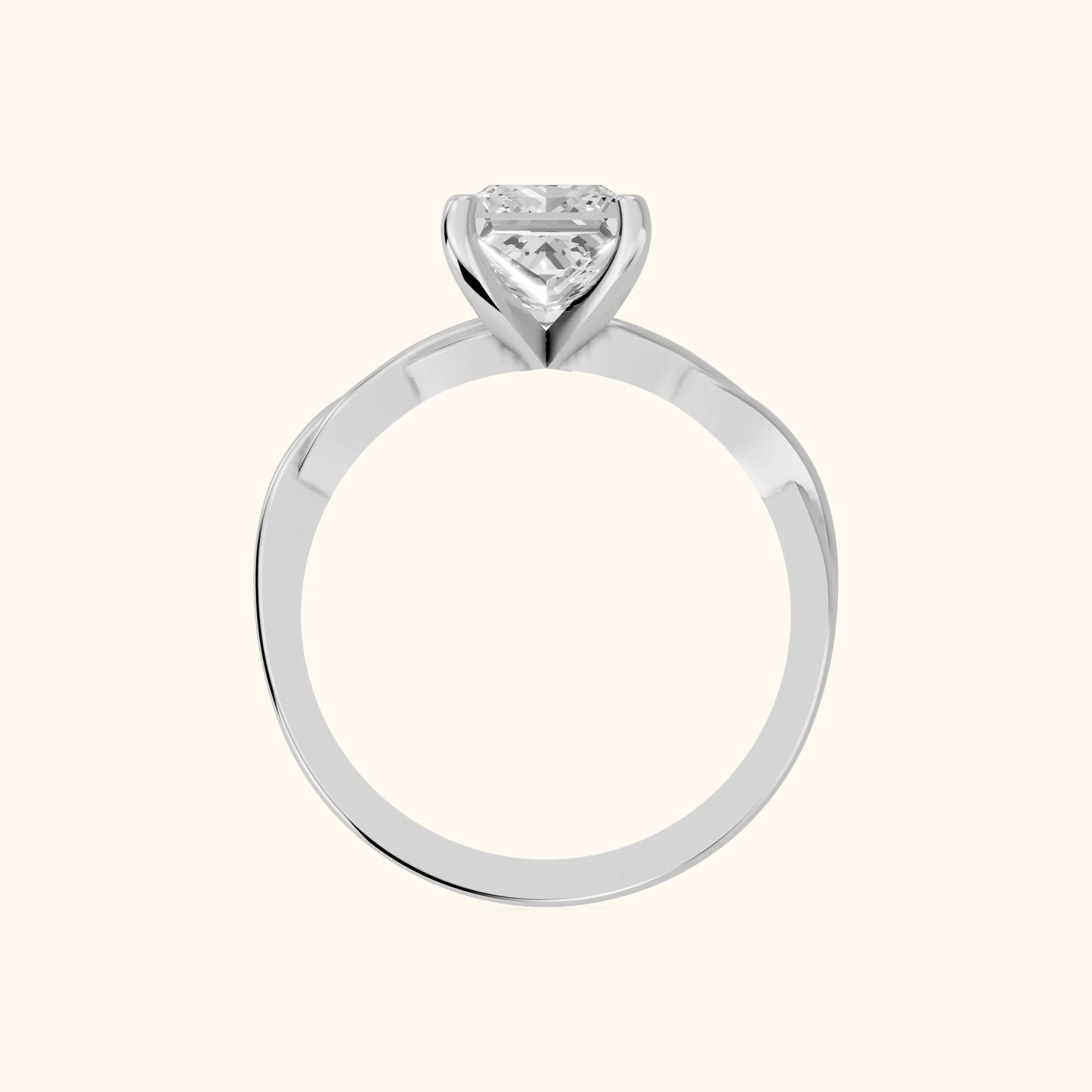 Iris Twist Princess Diamond Engagement Ring in Silver - FingerView