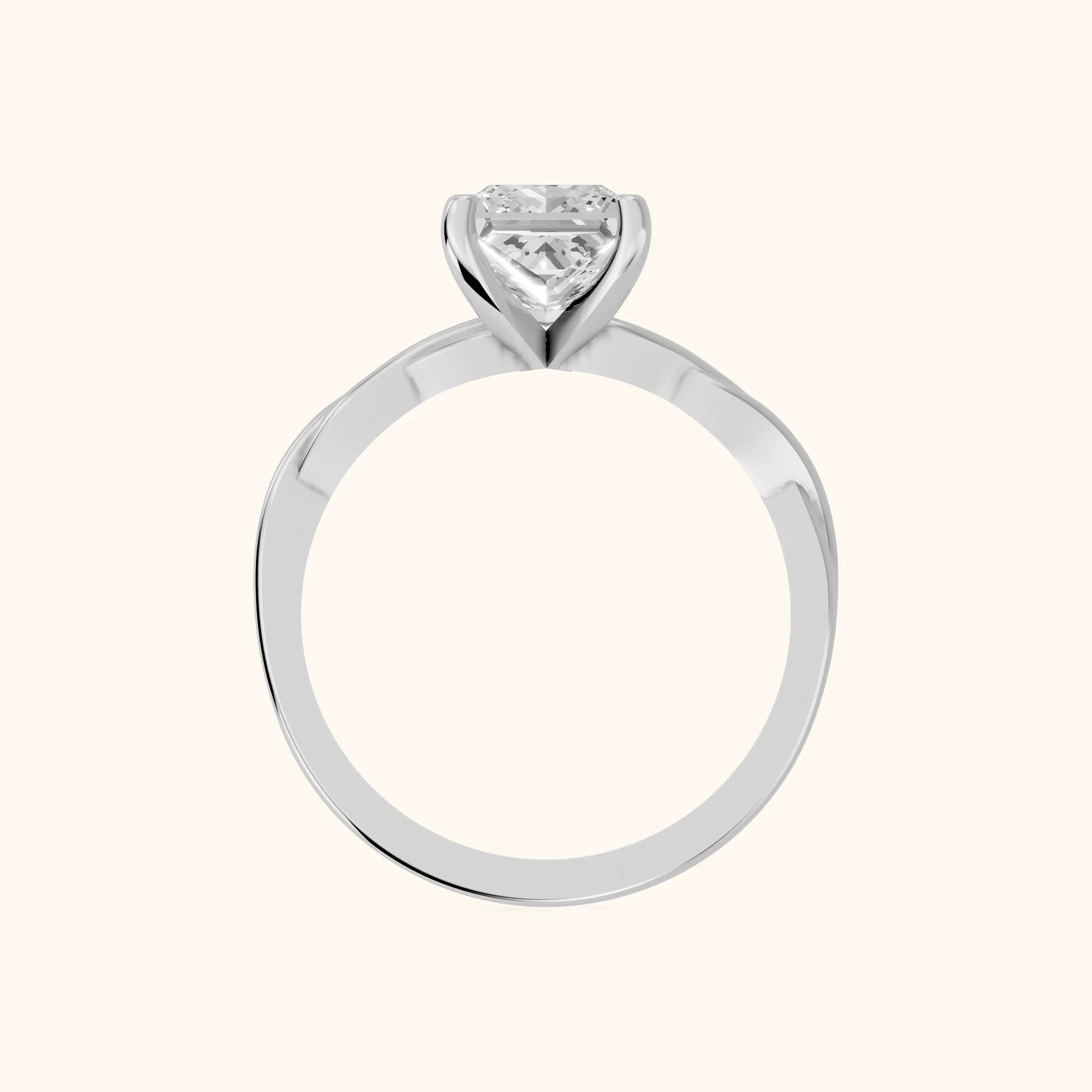 Iris Twist Princess Diamond Engagement Ring in Silver - FingerView