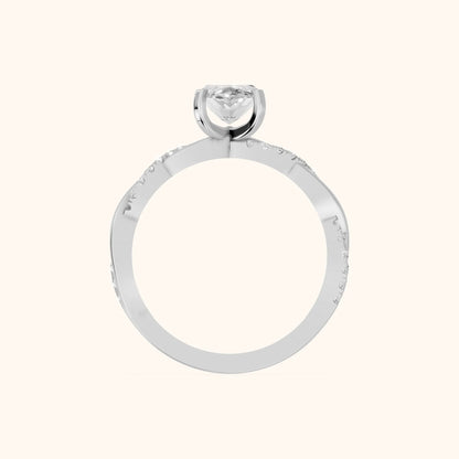Twisted Side Stone Marquise Diamond Engagement Ring in White Gold - FingerView