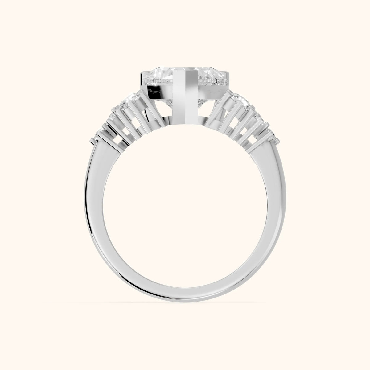 Azalea Cluster Heart Diamond Engagement Ring in Platinum - FingerView.webp