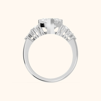 Azalea Cluster Heart Diamond Engagement Ring in Platinum - FingerView.webp