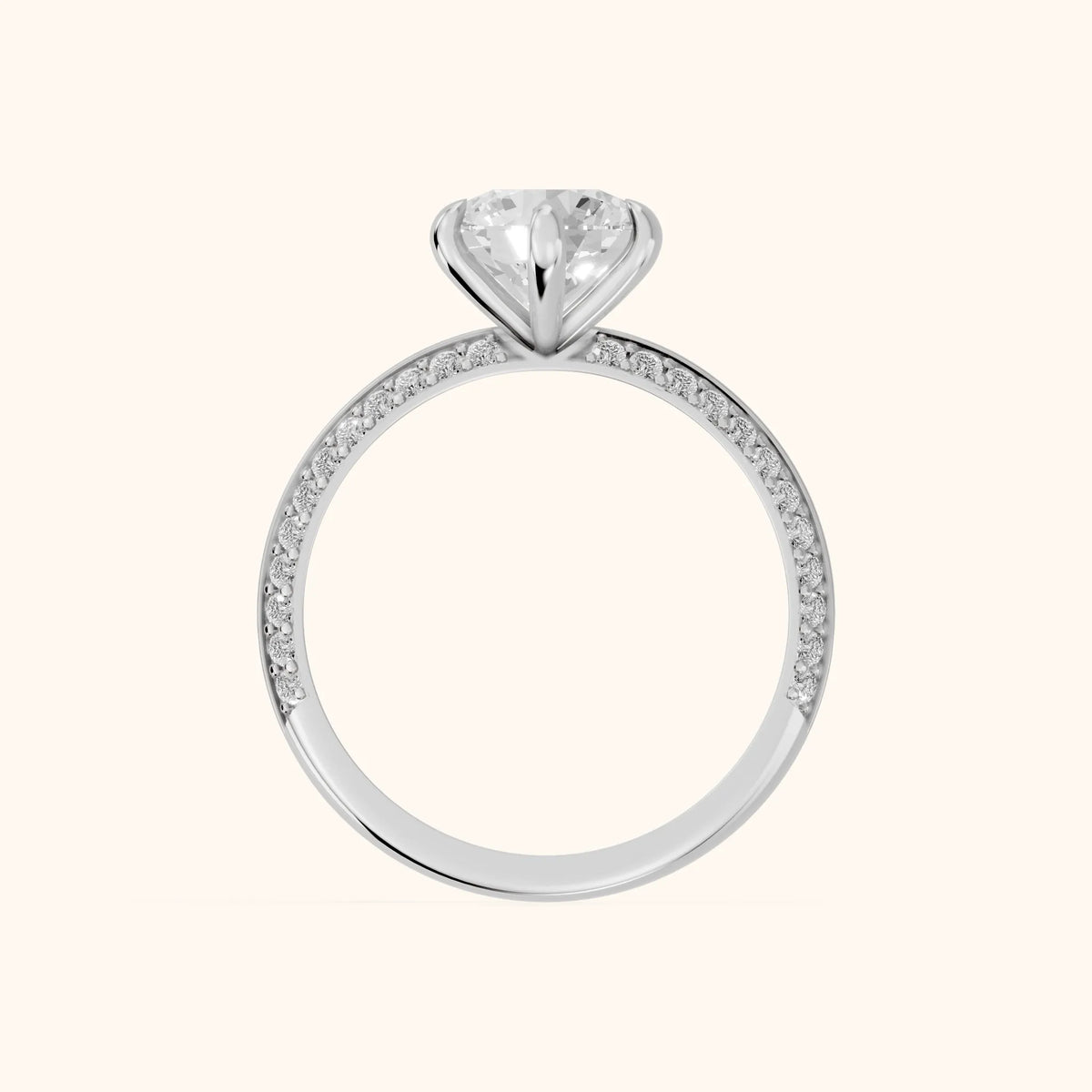 Meredith Knife Edge Pavé Round Diamond Engagement Ring in Silver - FingerView.webp