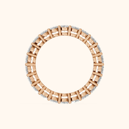 Renata Shared Prong Oval Diamond Eternity Band in Rose Gold - FingerView