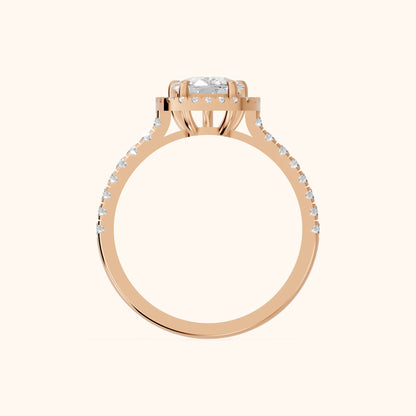 Mabel Halo French Pavé Cushion Diamond Engagement Ring in Rose Gold - FingerView.webp