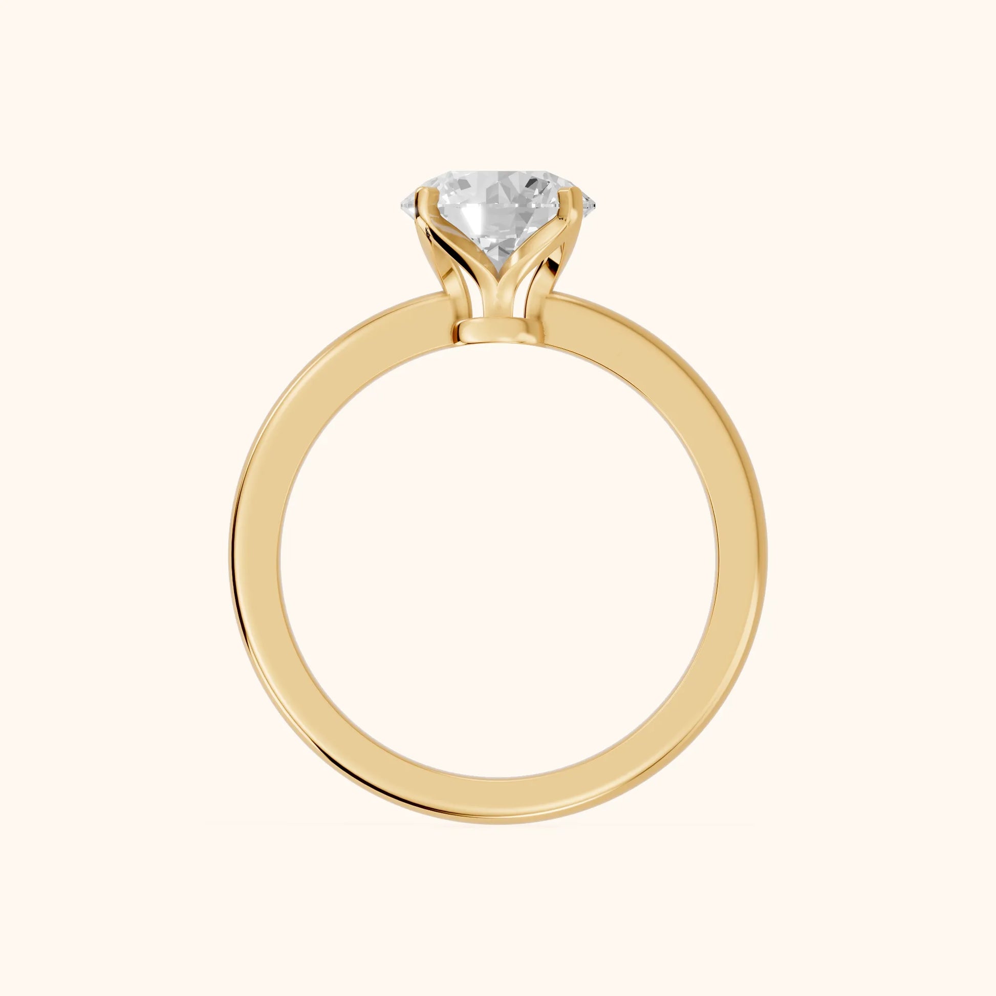 Flora Guardian Solitaire Round Diamond Engagement Ring in Yellow Gold - FingerView