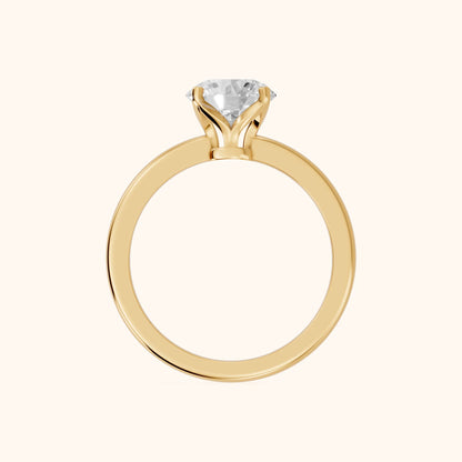 Flora Guardian Solitaire Round Diamond Engagement Ring in Yellow Gold - FingerView