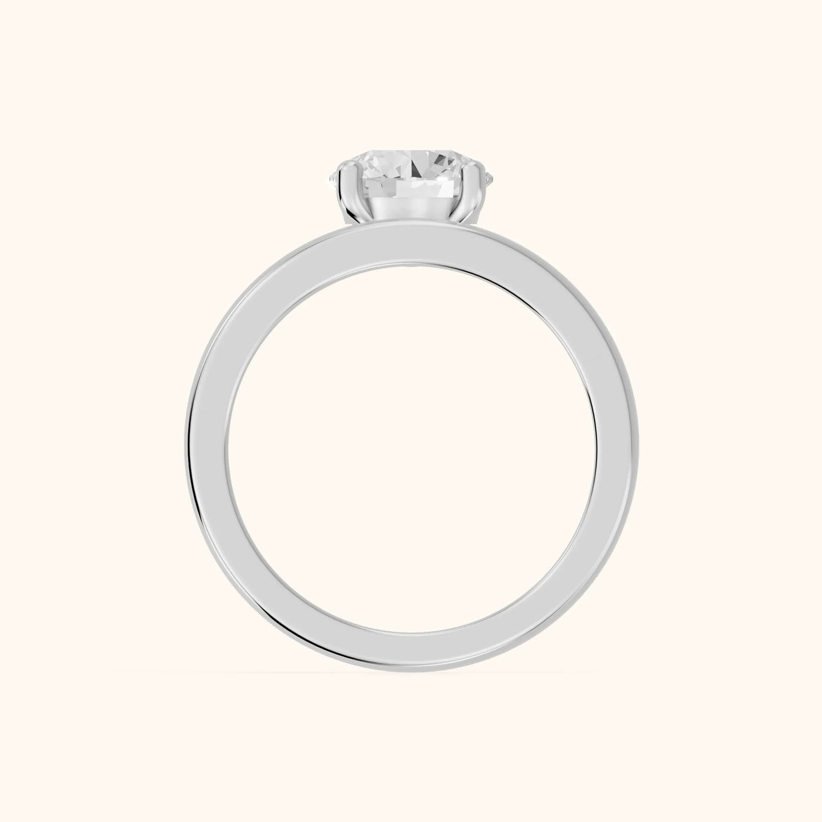Maisie Four Prong Solitaire Round Diamond Engagement Ring in White Gold - FingerView.webp