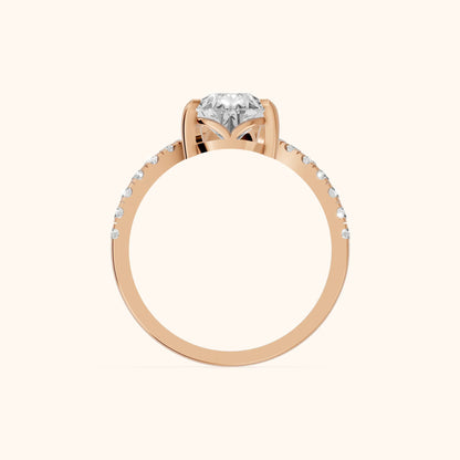 Isabella Legacy Side Stone Pear Diamond Engagement Ring in Rose Gold - FingerView