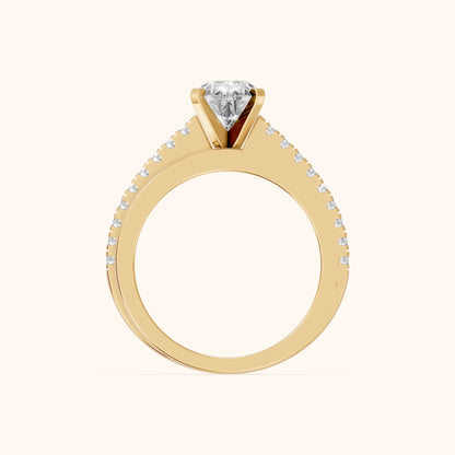 Edith Criss Cross Pavé Pear Diamond Engagement Ring in Yellow Gold - FingerView.webp