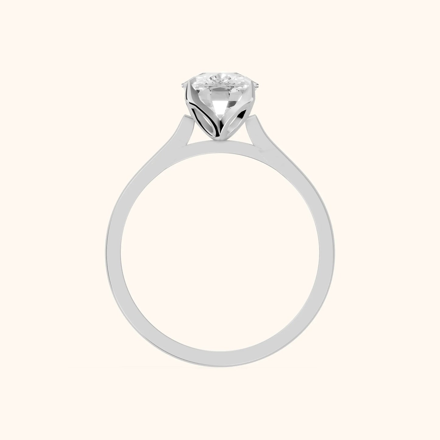 Isabella Bloom Solitaire Cushion Diamond Engagement Ring in Silver - FingerView