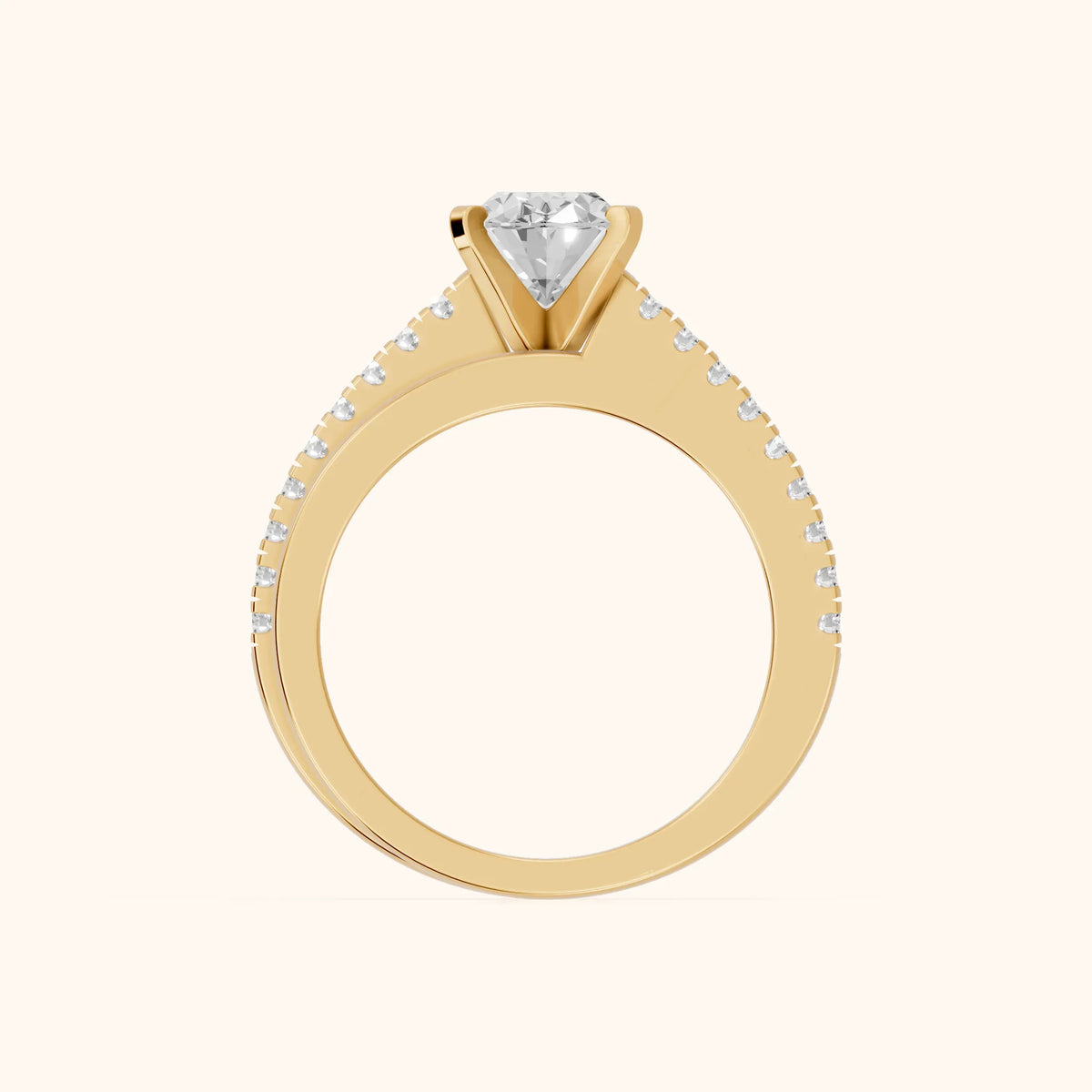 Edith Criss Cross Pavé Oval Diamond Engagement Ring in Yellow Gold - FingerView.webp