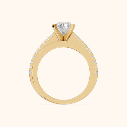 Edith Criss Cross Pavé Oval Diamond Engagement Ring in Yellow Gold - FingerView.webp