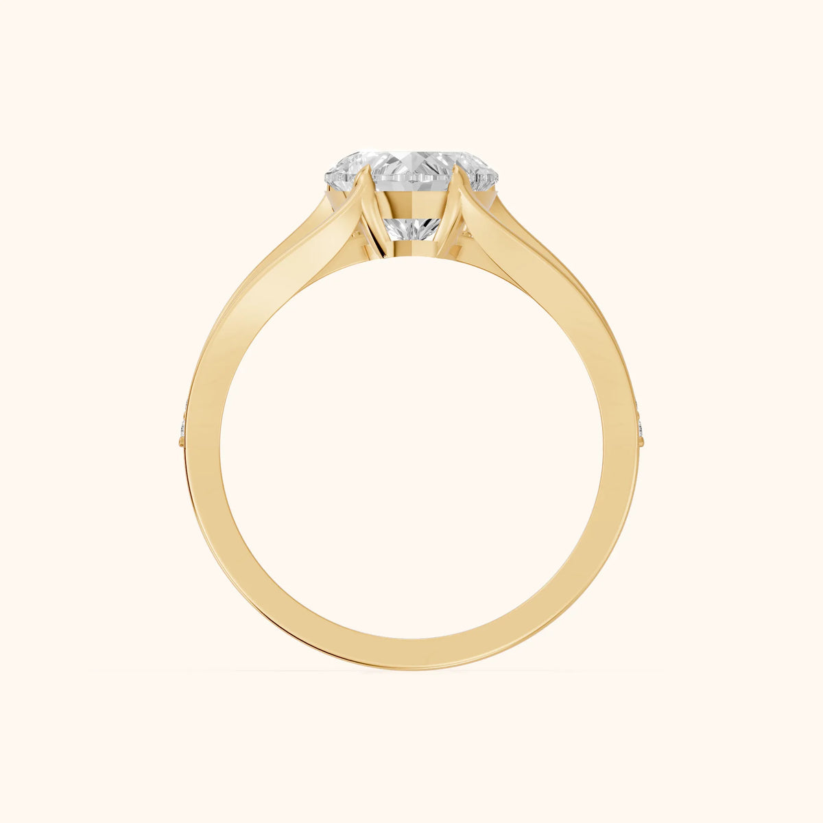 Lucinda Split Shank Heart Diamond Engagement Ring in Yellow Gold - FingerView.webp