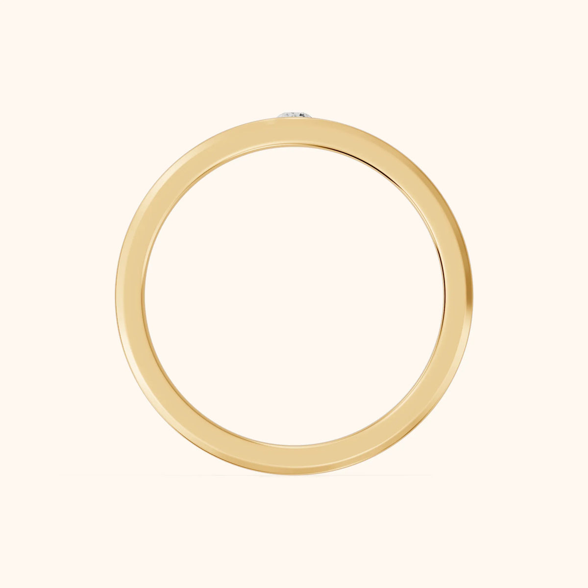 Kiara Classic Bezel Round Diamond Wedding Band in Yellow Gold - FingerView