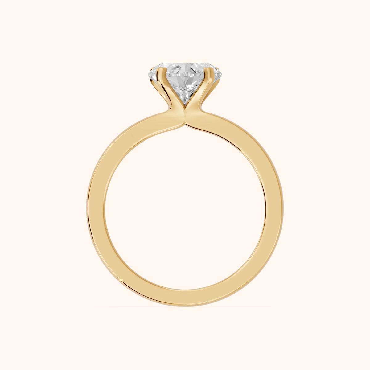 Matilda Cathedral Solitaire Heart Diamond Engagement Ring in Yellow Gold - FingerView.webp