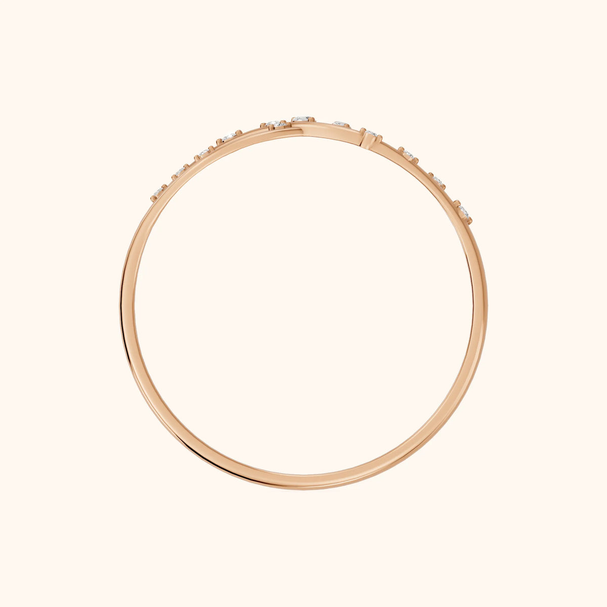Amelia Bypass Round Diamond Stackable Ring in Rose Gold - FingerView